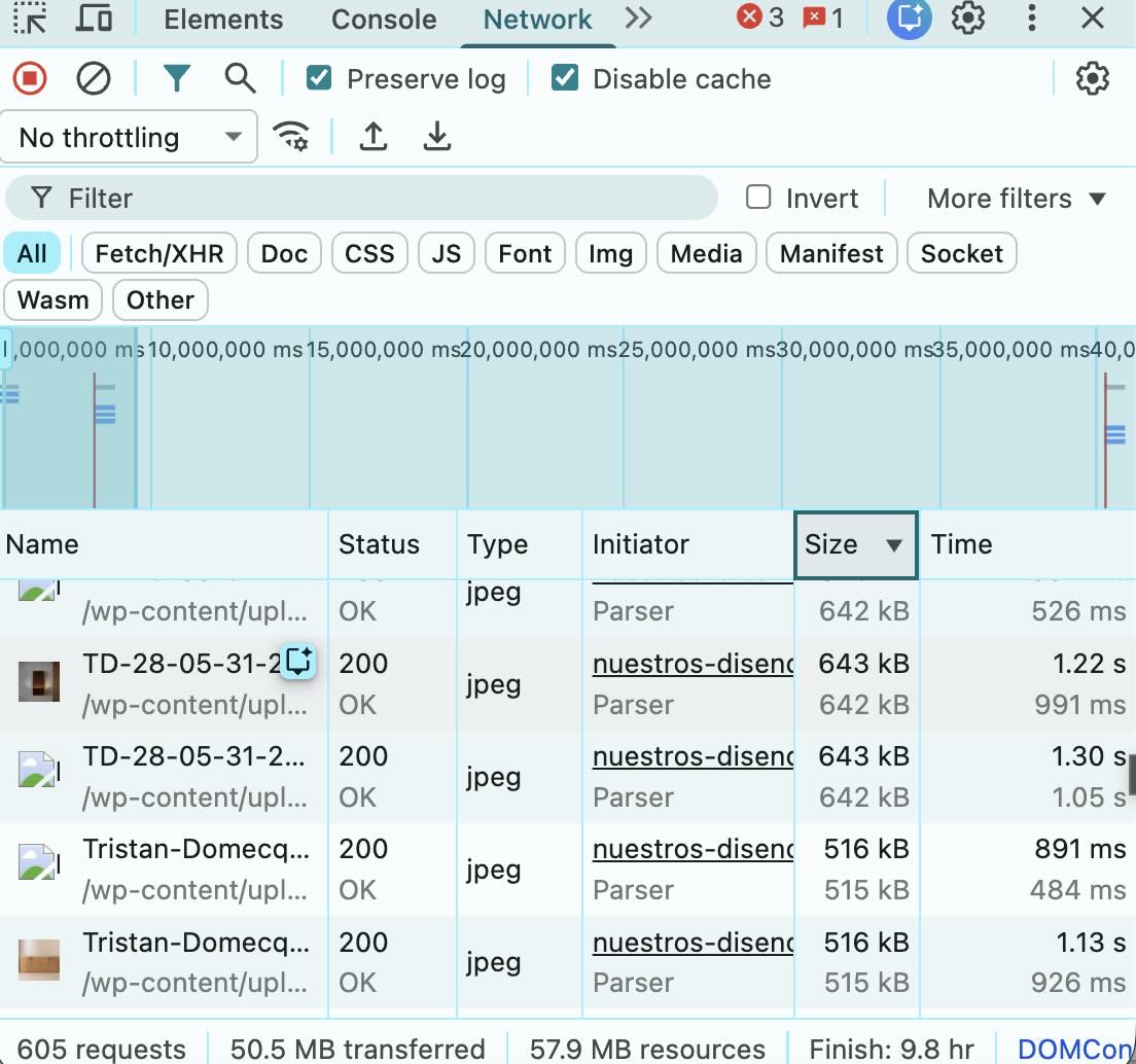 DevTools Comprobación Red 