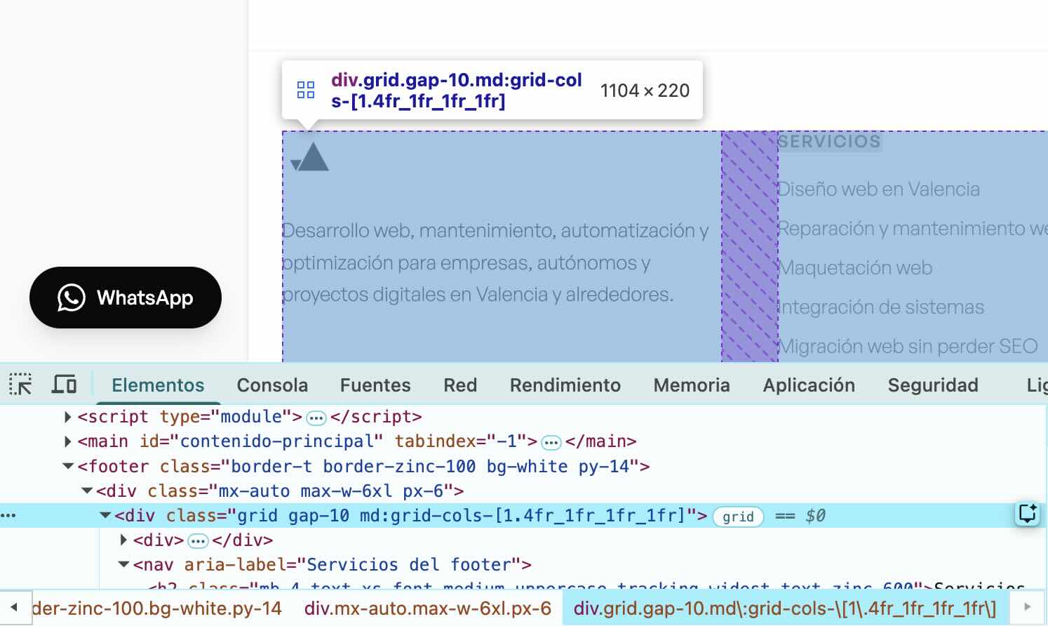 DevTools Comprobación elementos html 