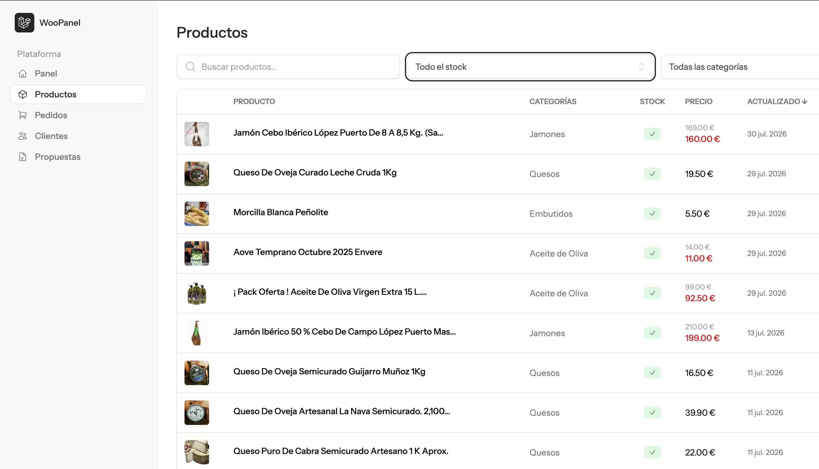 Un panel de control personalizado con los datos obtenidos con la API de WooCommerce en Laravel